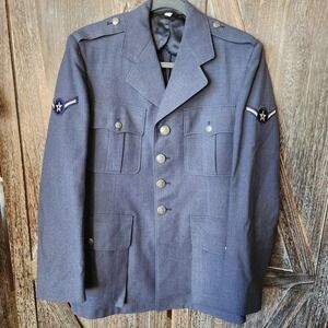 Vintage US Military Air Force USAF‎ Service Dress Uniform Jacket 37R Blue Coat